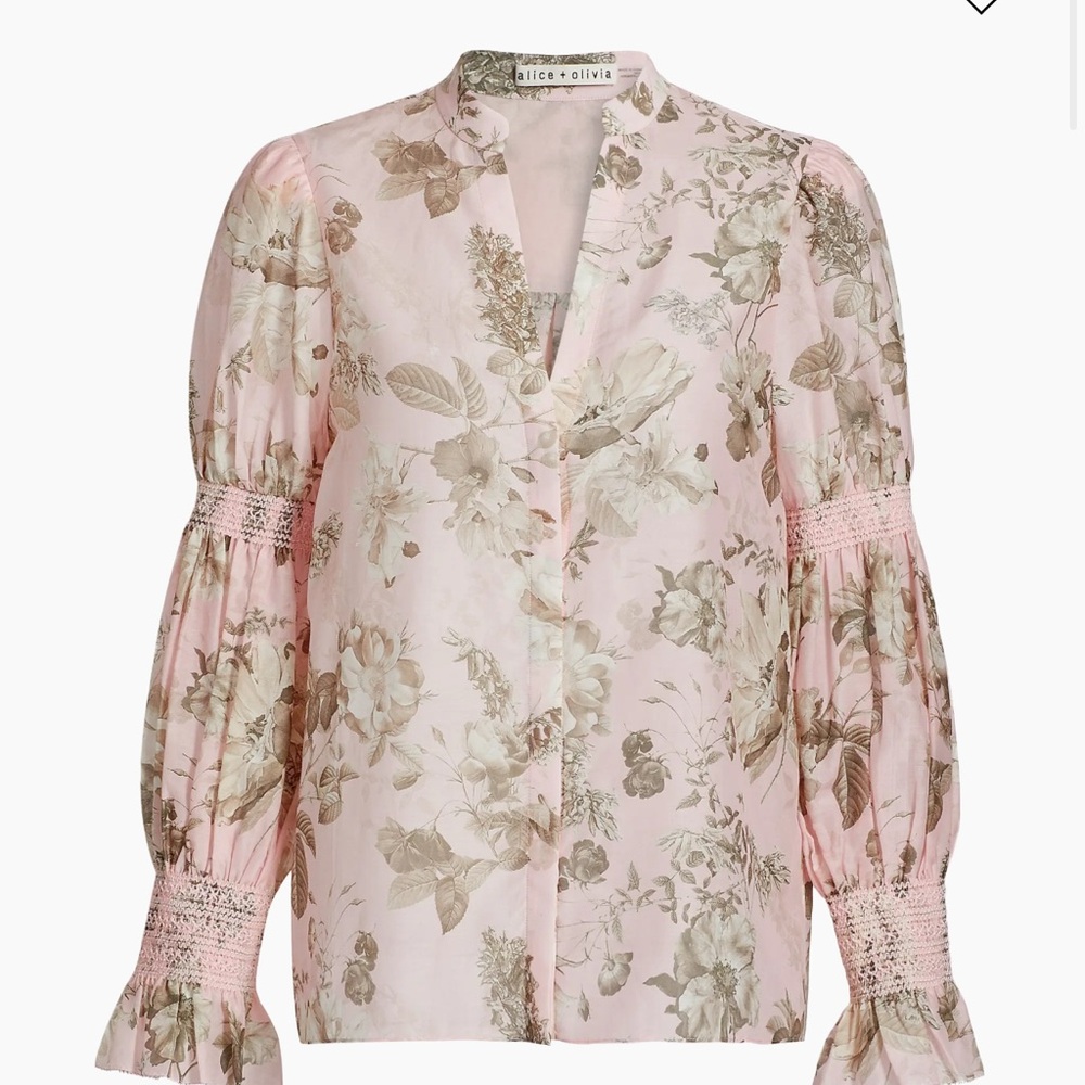 Alice & Olivia pink floral smocked blouse
Size XS